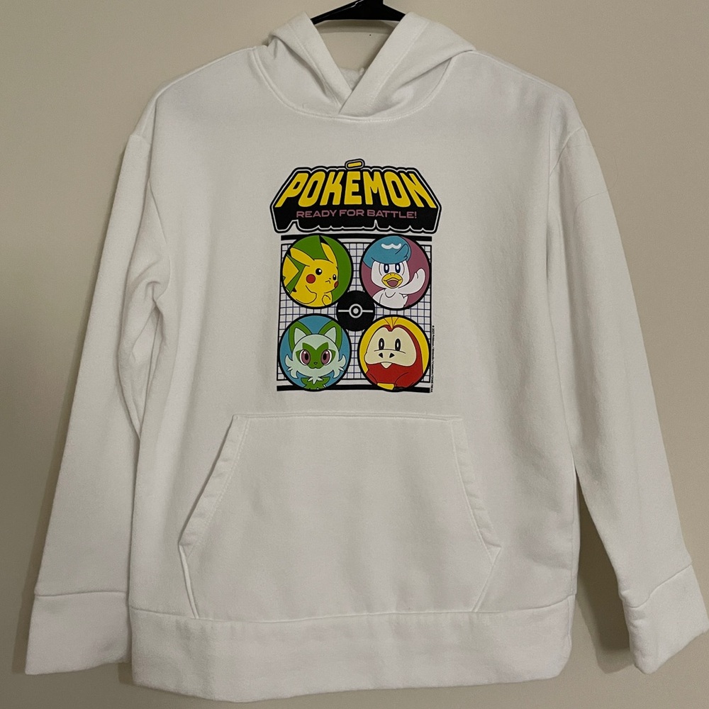 Old Navy White Hoodie with Navy Logo Tag